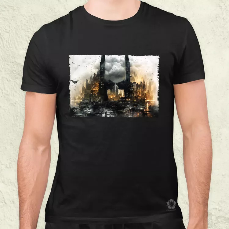 Pareidolia Batman város fantázia v5 férfi póló