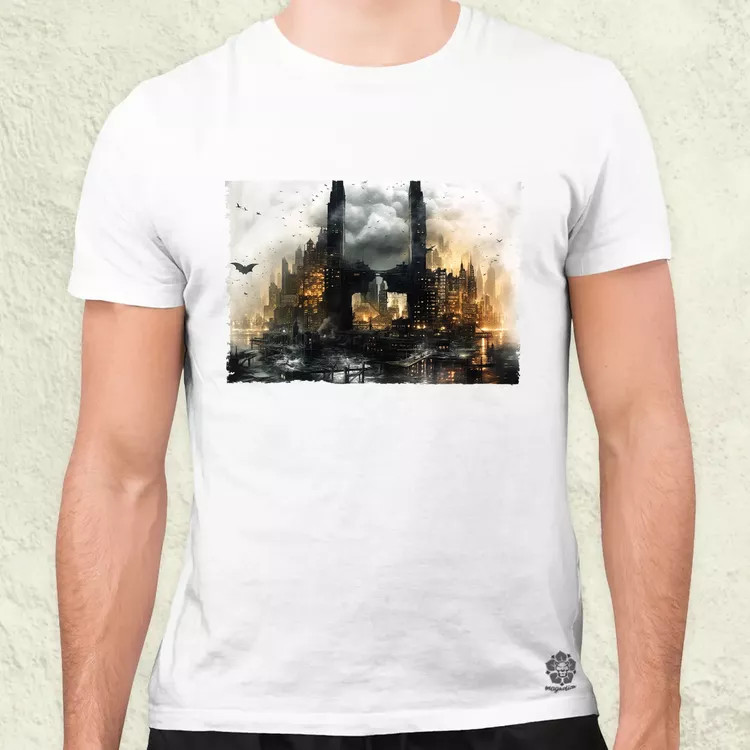 Pareidolia Batman város fantázia v5 férfi póló