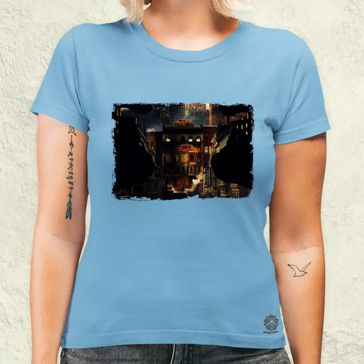 Pareidolia Freddy Krueger város fantázia v3 női póló