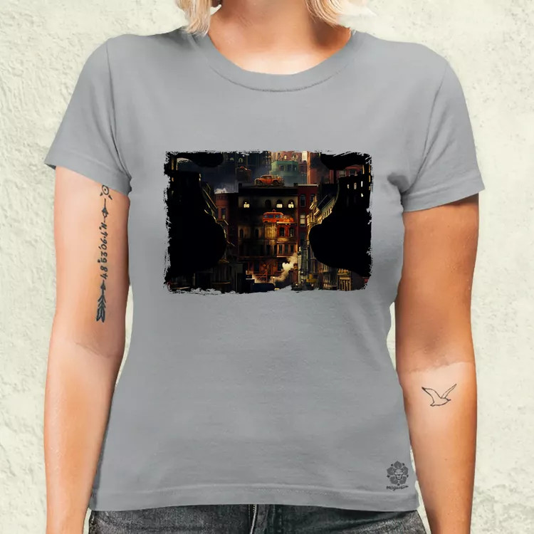 Pareidolia Freddy Krueger város fantázia v3 női póló