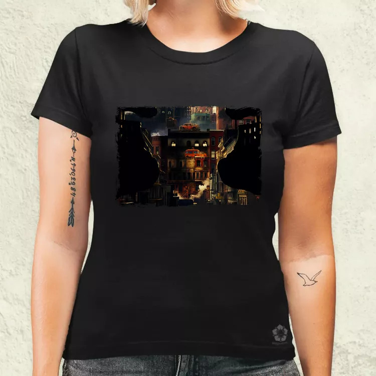 Pareidolia Freddy Krueger város fantázia v3 női póló