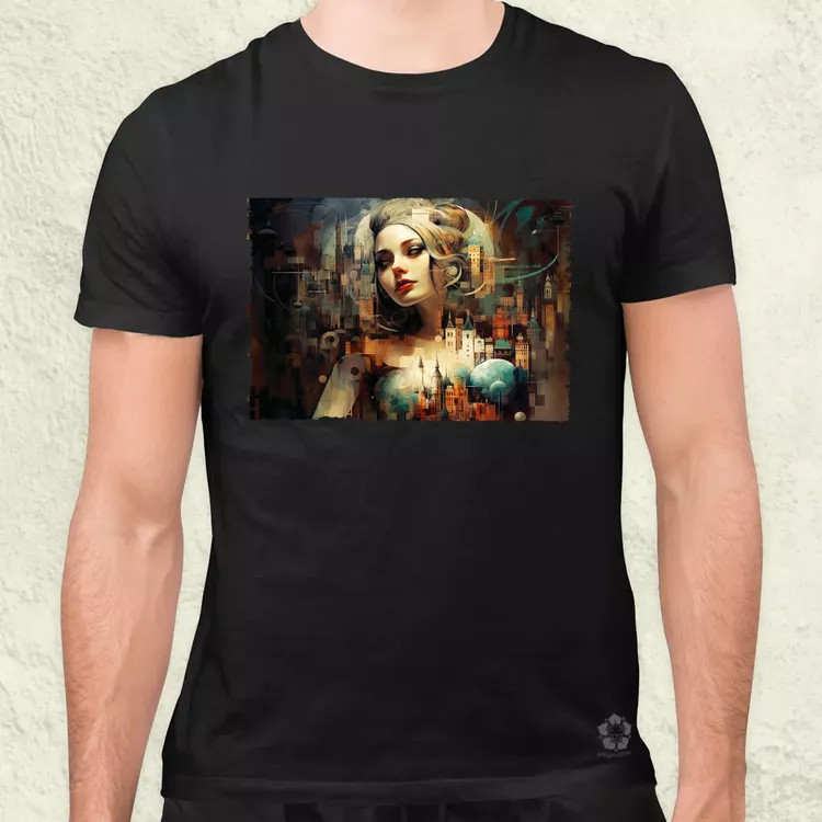 Pareidolia Harley Quinn város fantázia férfi póló