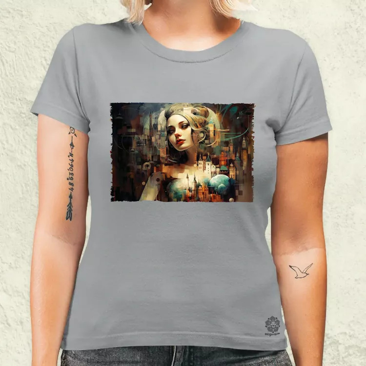 Pareidolia Harley Quinn város fantázia női póló