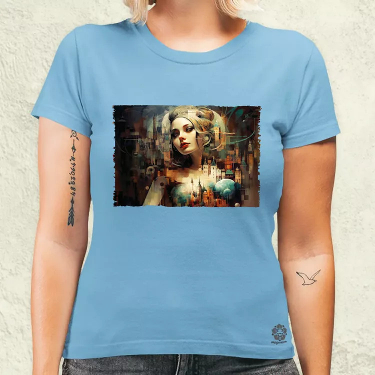 Pareidolia Harley Quinn város fantázia női póló