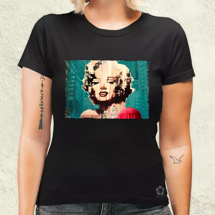 Pareidolia Marilyn Monroe város fantázia v7 női póló