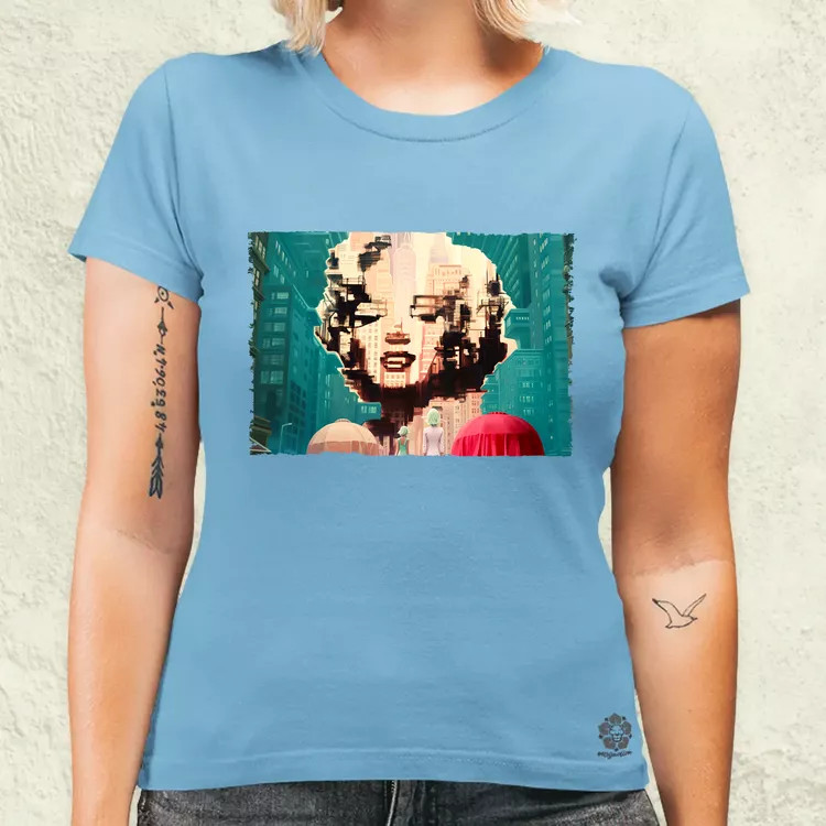 Pareidolia Marilyn Monroe város fantázia v7 női póló