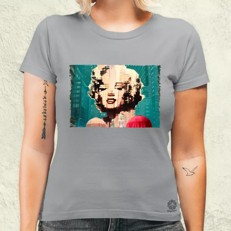 Pareidolia Marilyn Monroe város fantázia v7 női póló