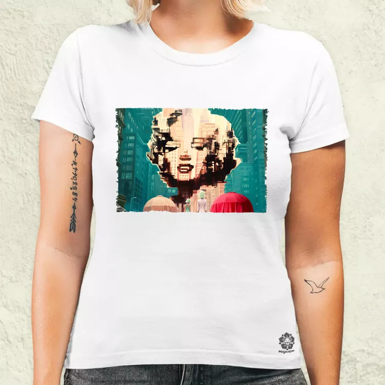Pareidolia Marilyn Monroe város fantázia v7 női póló