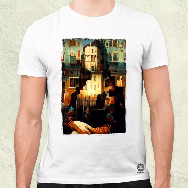 Pareidolia Mona Lisa város fantázia v1 férfi póló