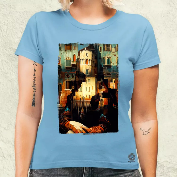 Pareidolia Mona Lisa város fantázia v1 női póló