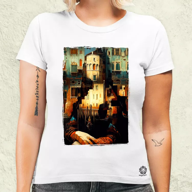 Pareidolia Mona Lisa város fantázia v1 női póló