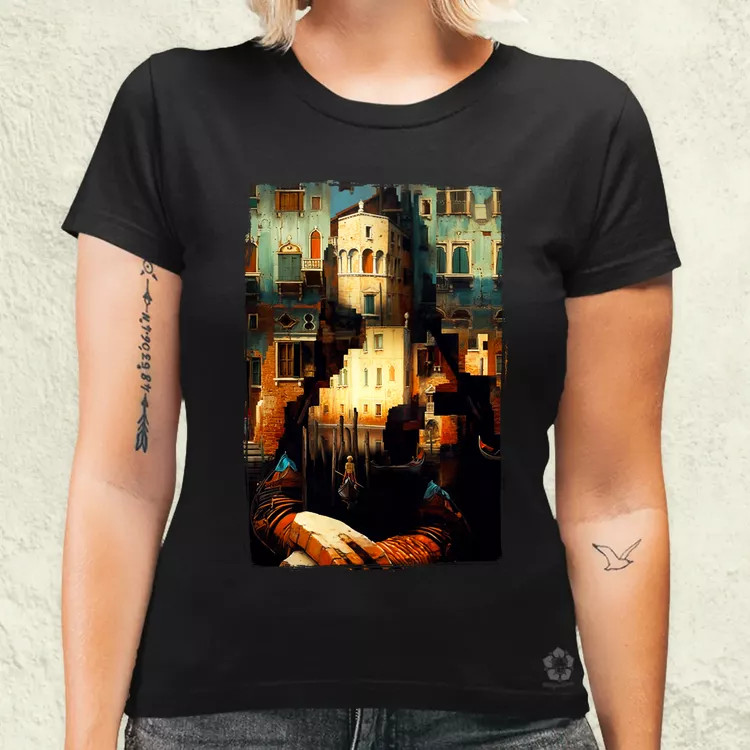 Pareidolia Mona Lisa város fantázia v1 női póló