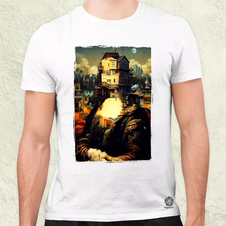 Pareidolia Mona Lisa város fantázia v2 férfi póló