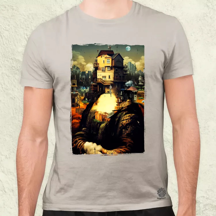 Pareidolia Mona Lisa város fantázia v2 férfi póló