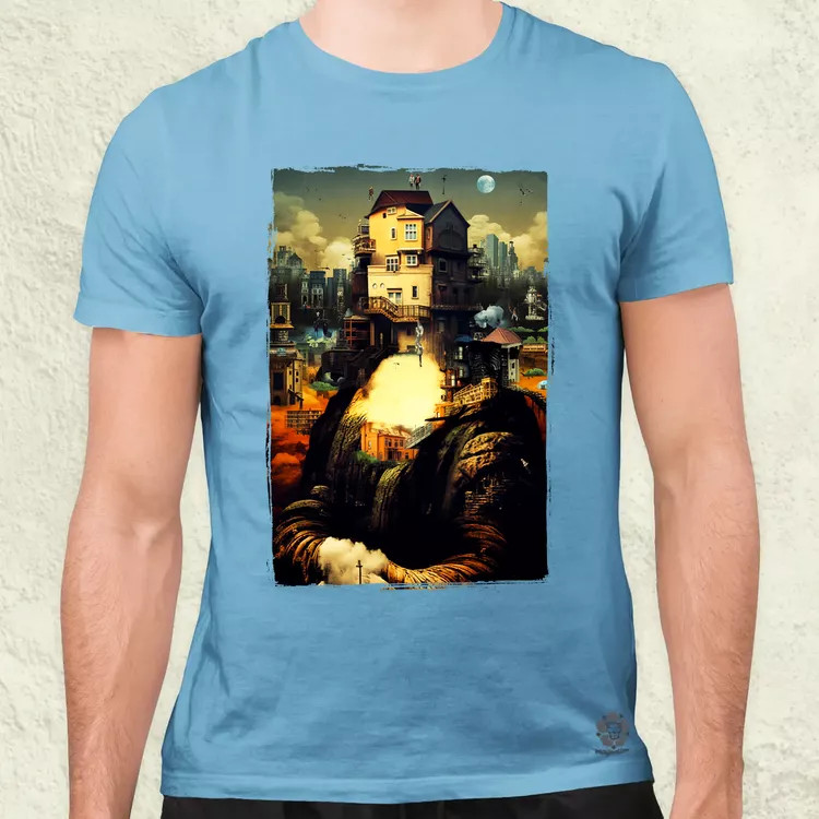 Pareidolia Mona Lisa város fantázia v2 férfi póló