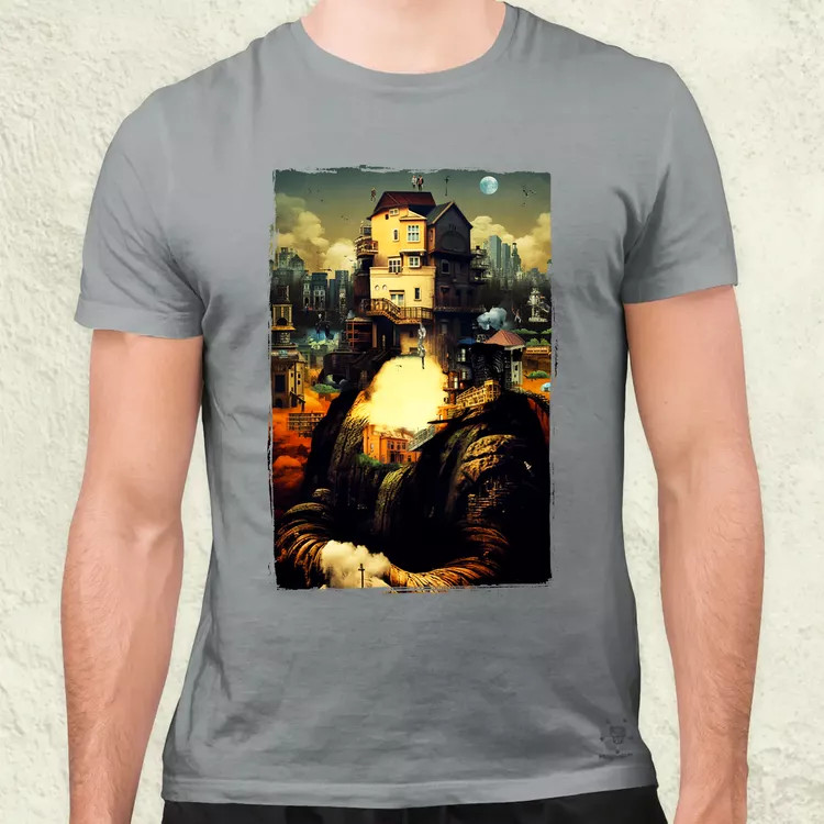 Pareidolia Mona Lisa város fantázia v2 férfi póló