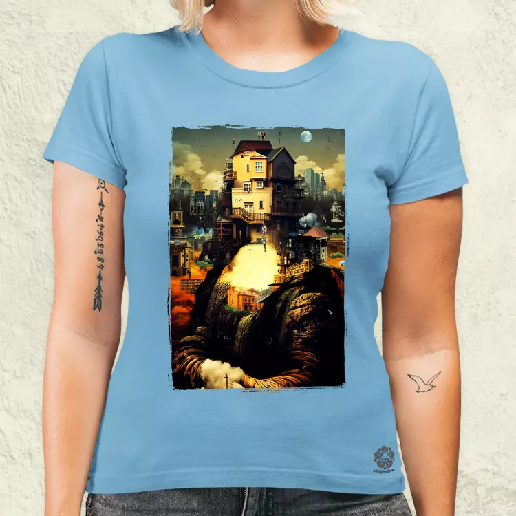 Pareidolia Mona Lisa város fantázia v2 női póló