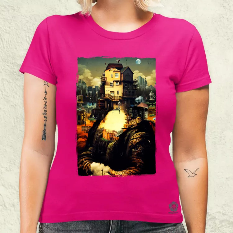Pareidolia Mona Lisa város fantázia v2 női póló