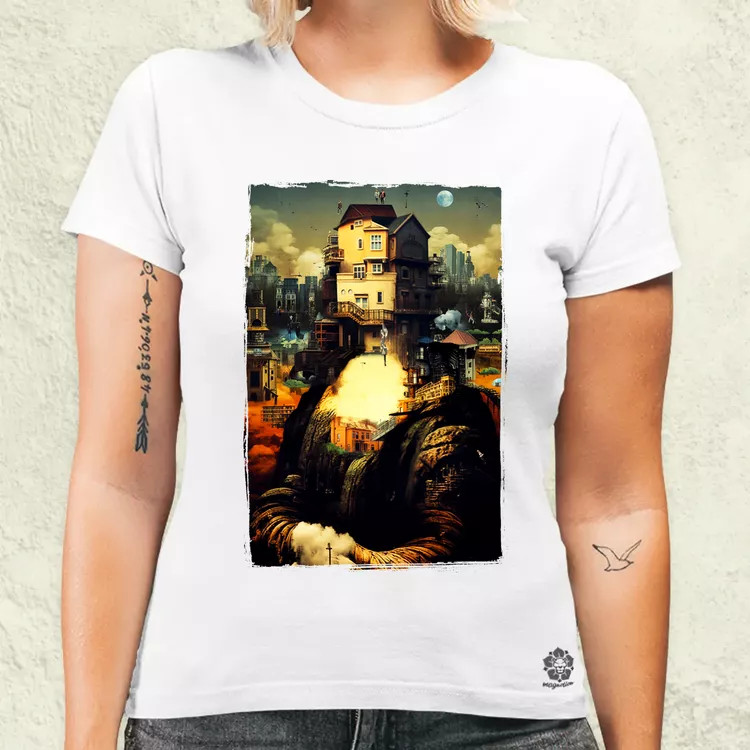 Pareidolia Mona Lisa város fantázia v2 női póló