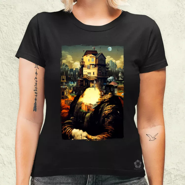 Pareidolia Mona Lisa város fantázia v2 női póló