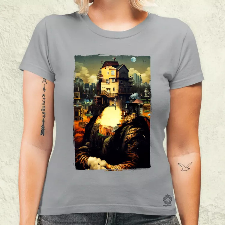 Pareidolia Mona Lisa város fantázia v2 női póló