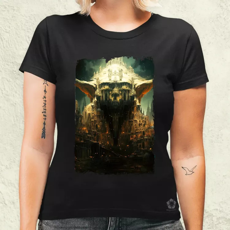 Pareidolia Yoda város fantázia v3 női póló