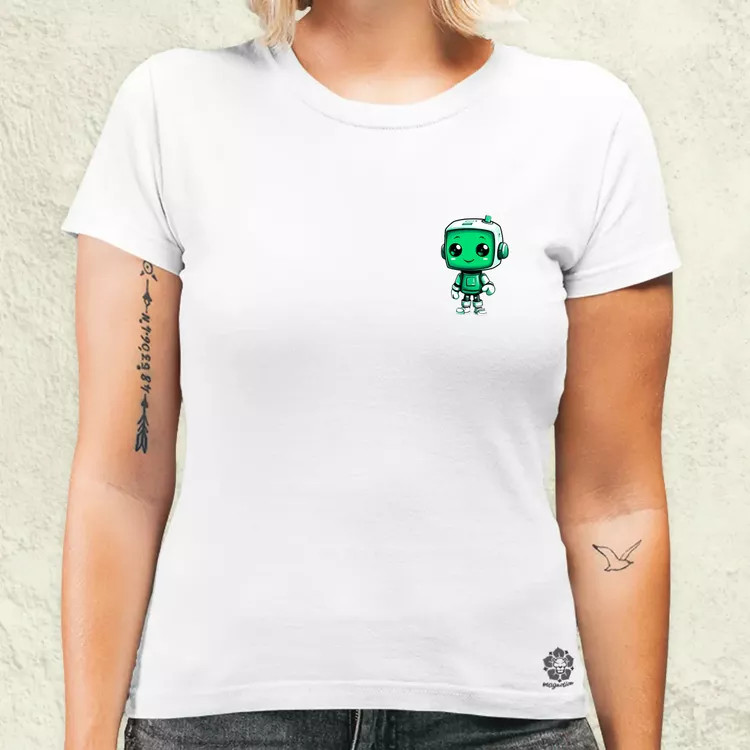 Cuki robot zseb női póló