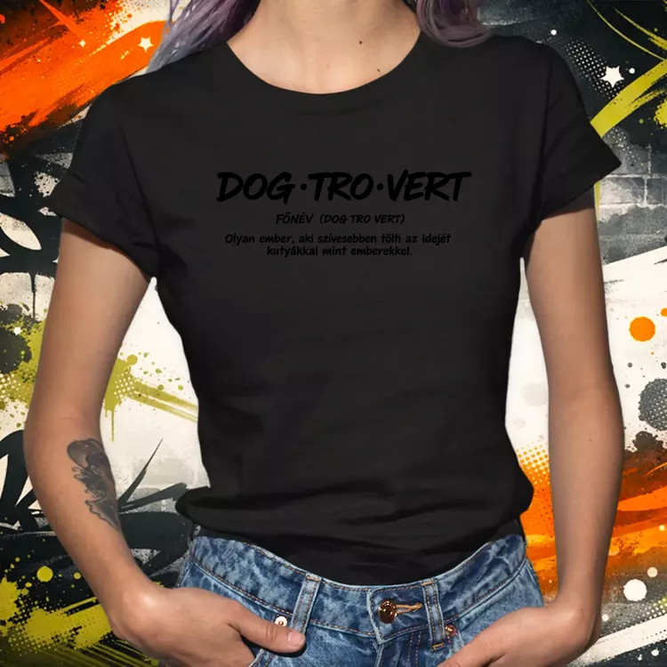 Dogtrovert fekete női póló