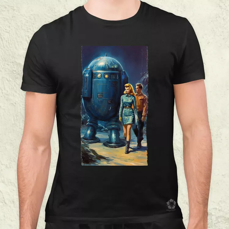 1950-es évek retró futurisztikus sci-fi poszter v2 férfi póló