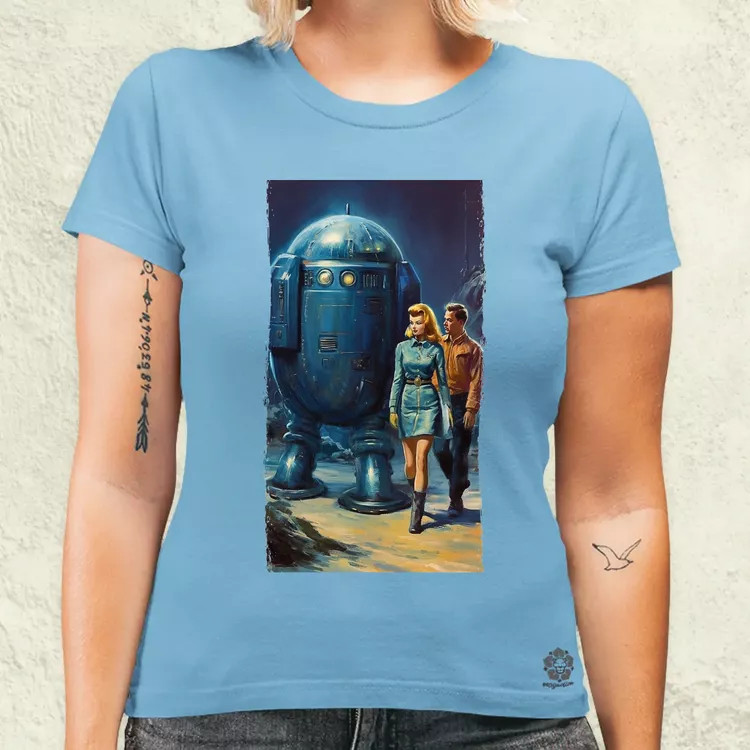 1950-es évek retró futurisztikus sci-fi poszter v2 női póló