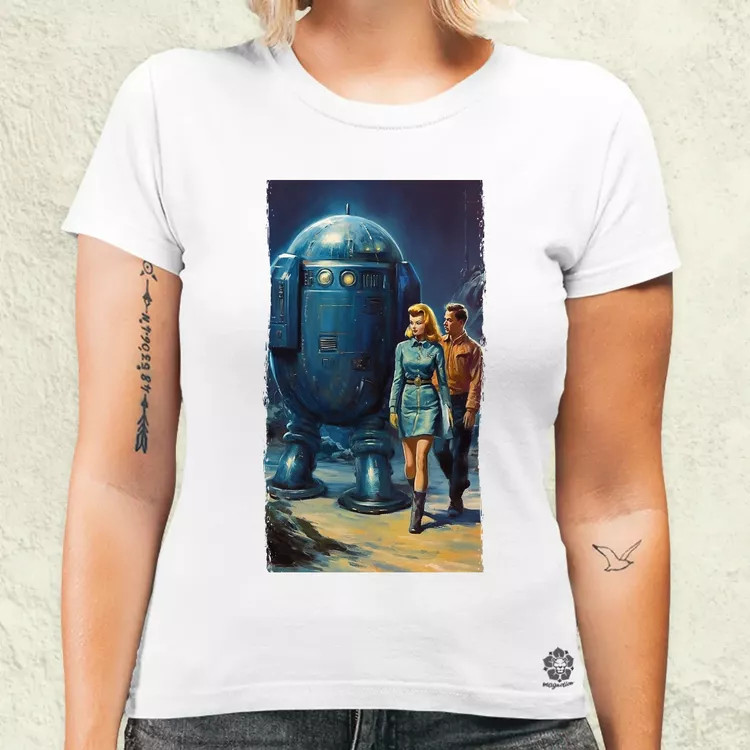 1950-es évek retró futurisztikus sci-fi poszter v2 női póló