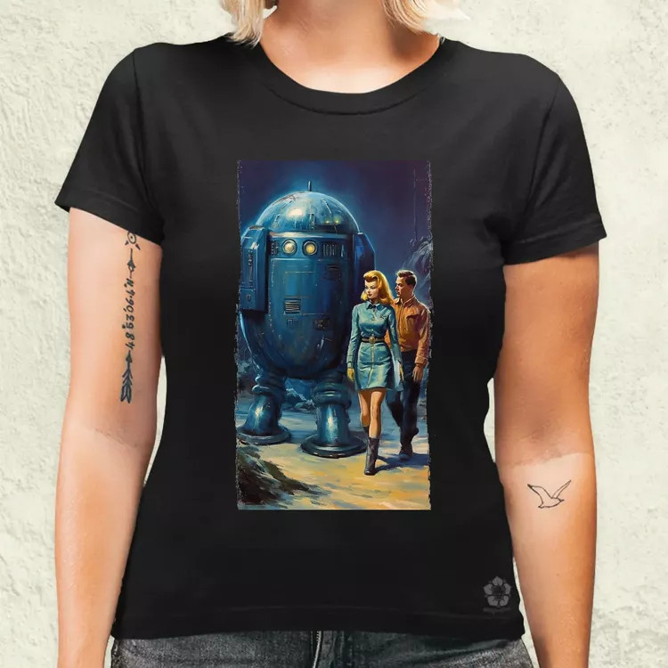 1950-es évek retró futurisztikus sci-fi poszter v2 női póló