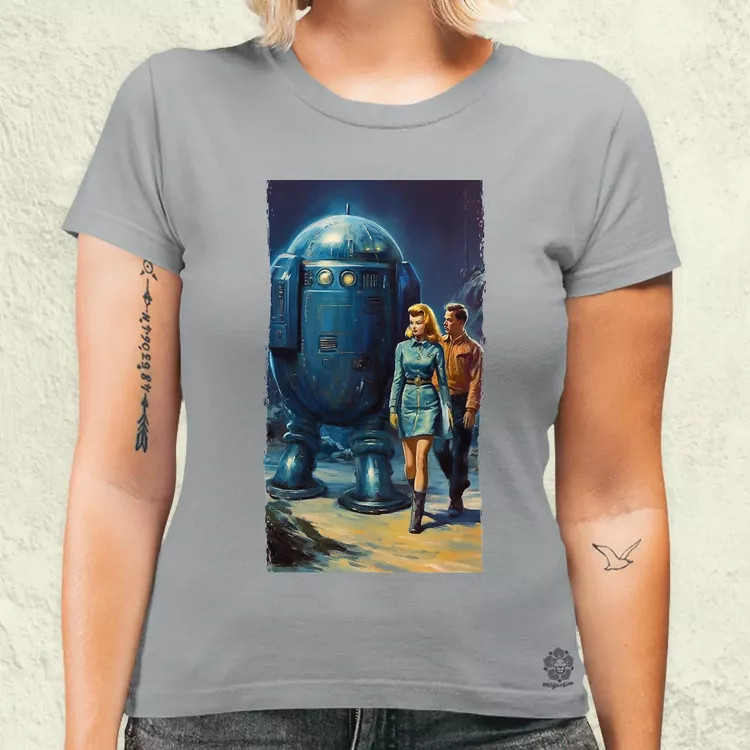 1950-es évek retró futurisztikus sci-fi poszter v2 női póló
