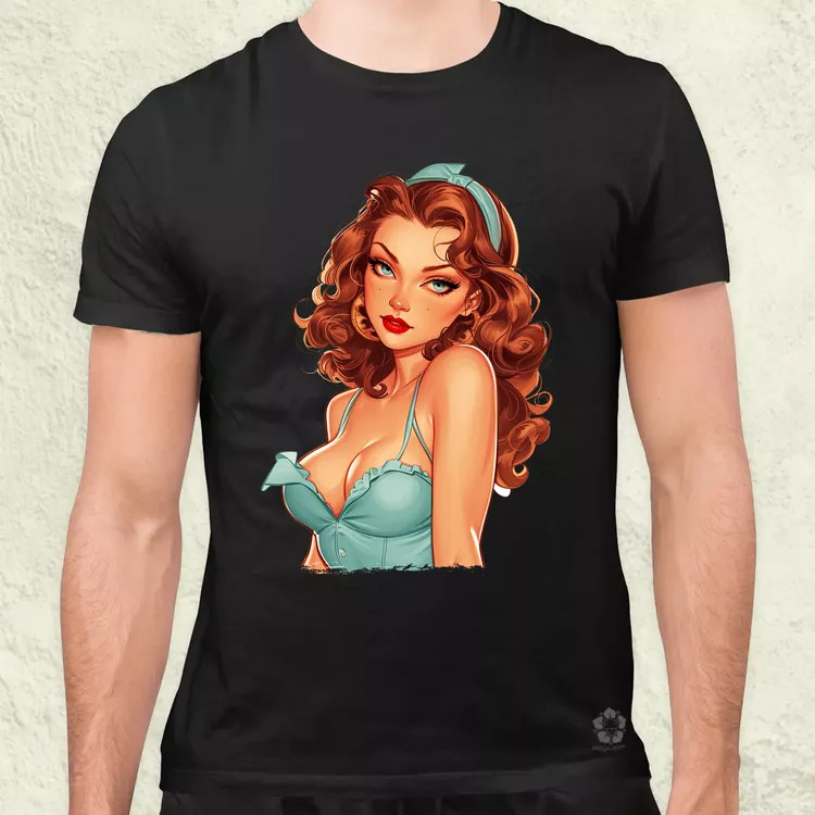 Pin-up girl portré v1 férfi póló