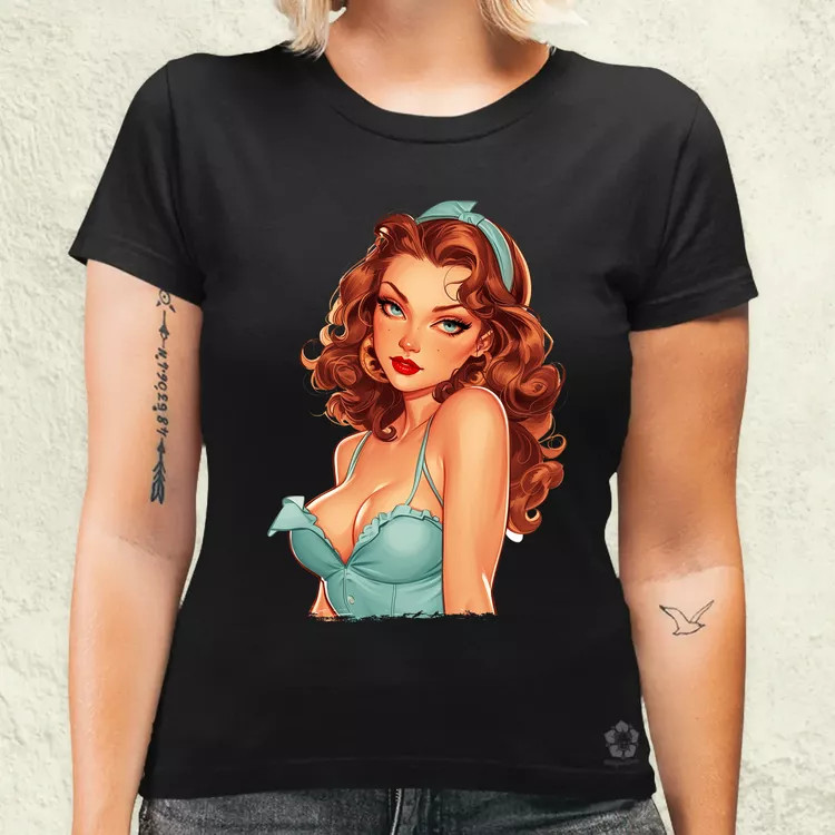 Pin-up girl portré v1 női póló