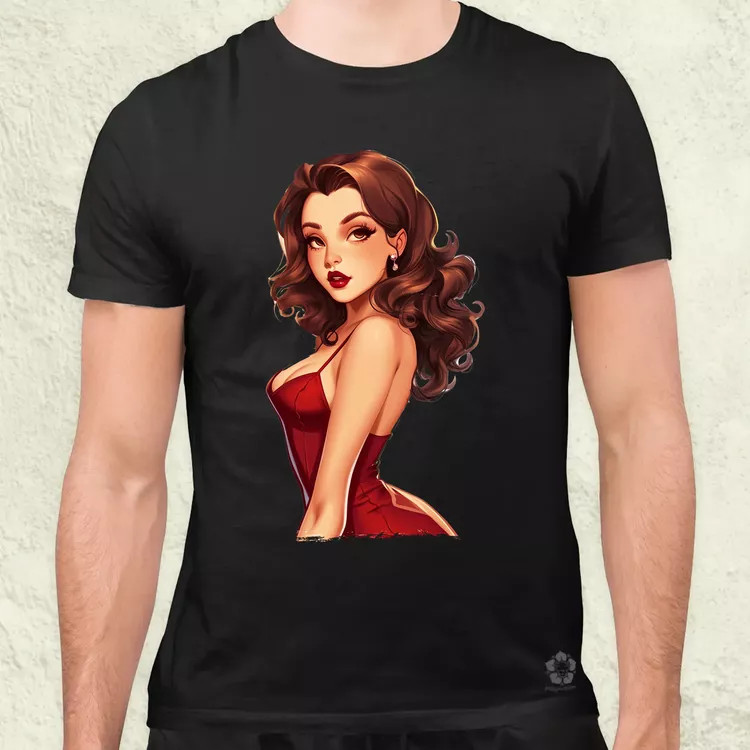Pin-up girl portré v2 férfi póló