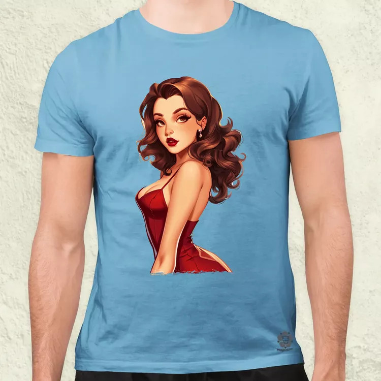 Pin-up girl portré v2 férfi póló