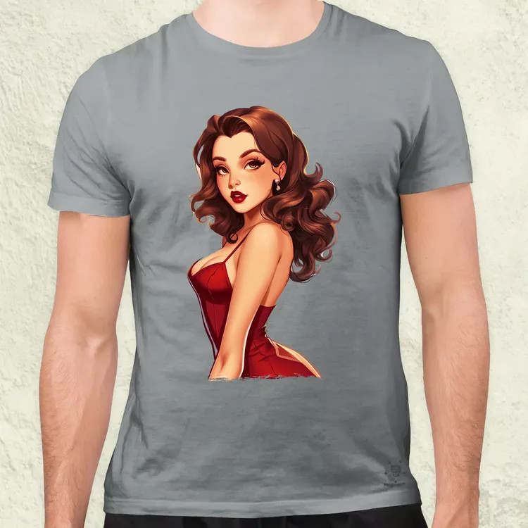 Pin-up girl portré v2 férfi póló