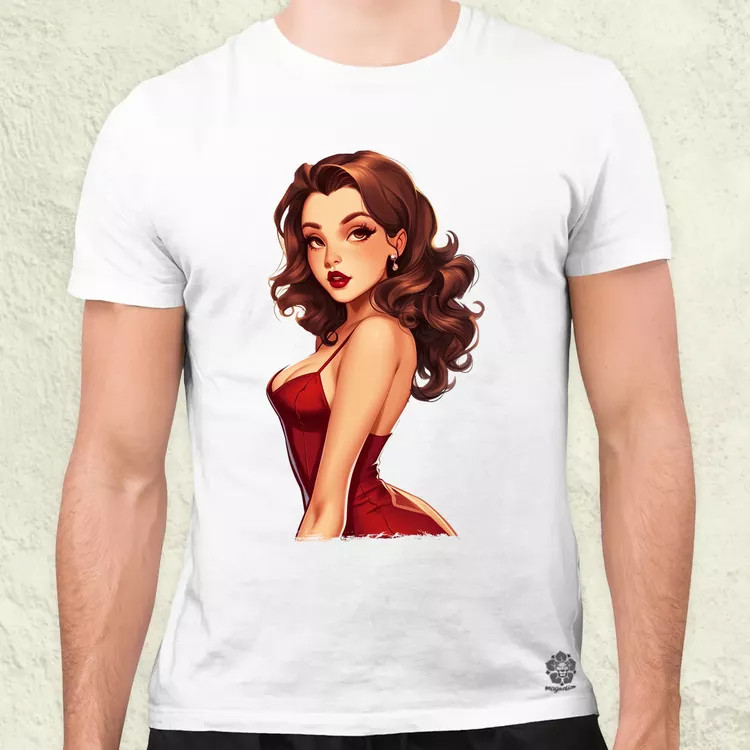 Pin-up girl portré v2 férfi póló