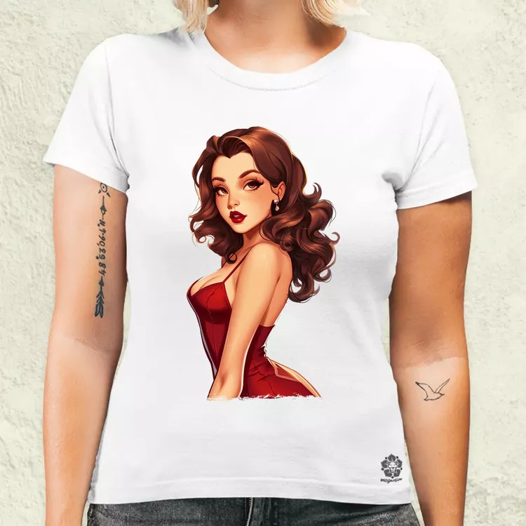 Pin-up girl portré v2 női póló