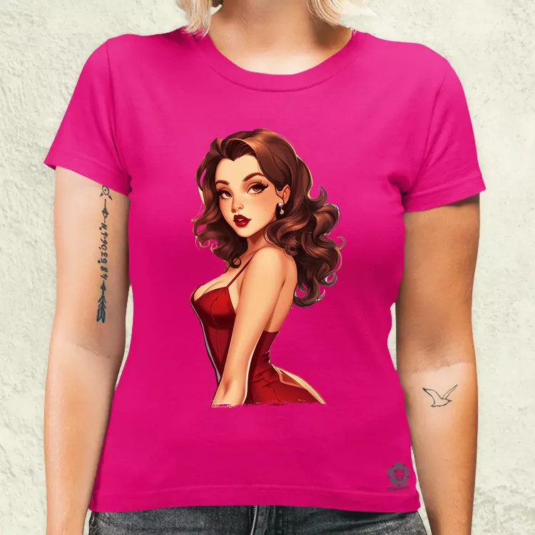 Pin-up girl portré v2 női póló