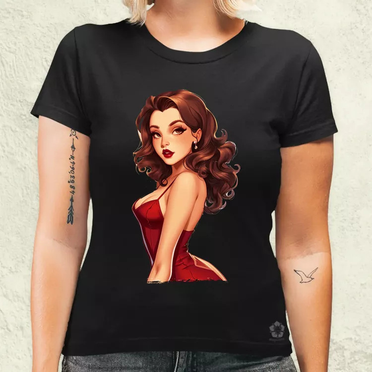 Pin-up girl portré v2 női póló
