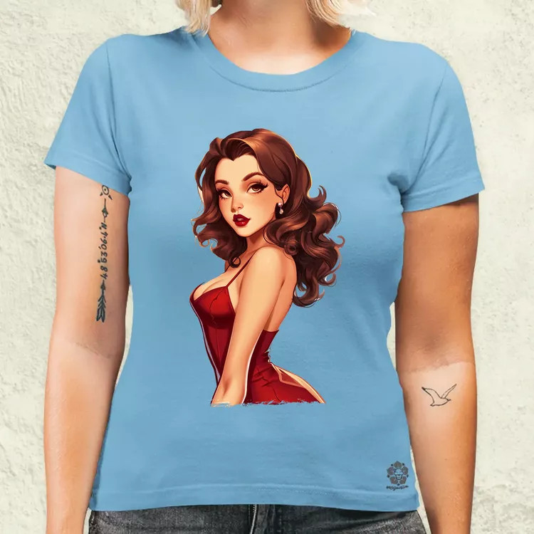 Pin-up girl portré v2 női póló