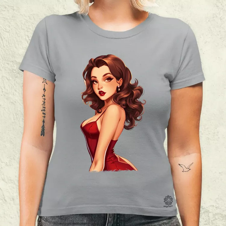Pin-up girl portré v2 női póló