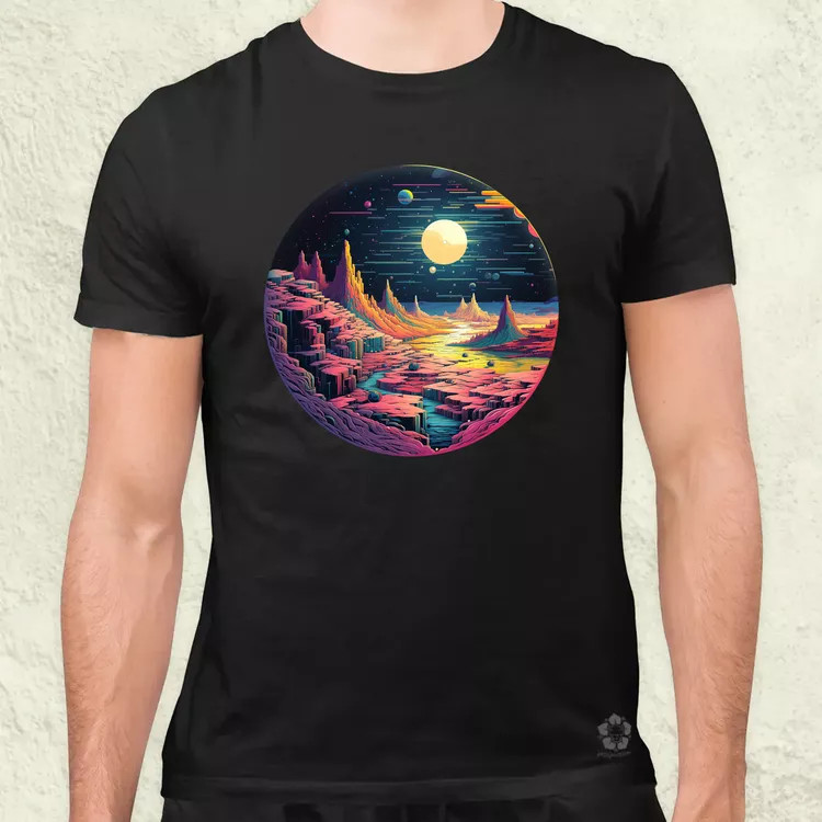 Pixelart bakelit a holdon v5 férfi póló