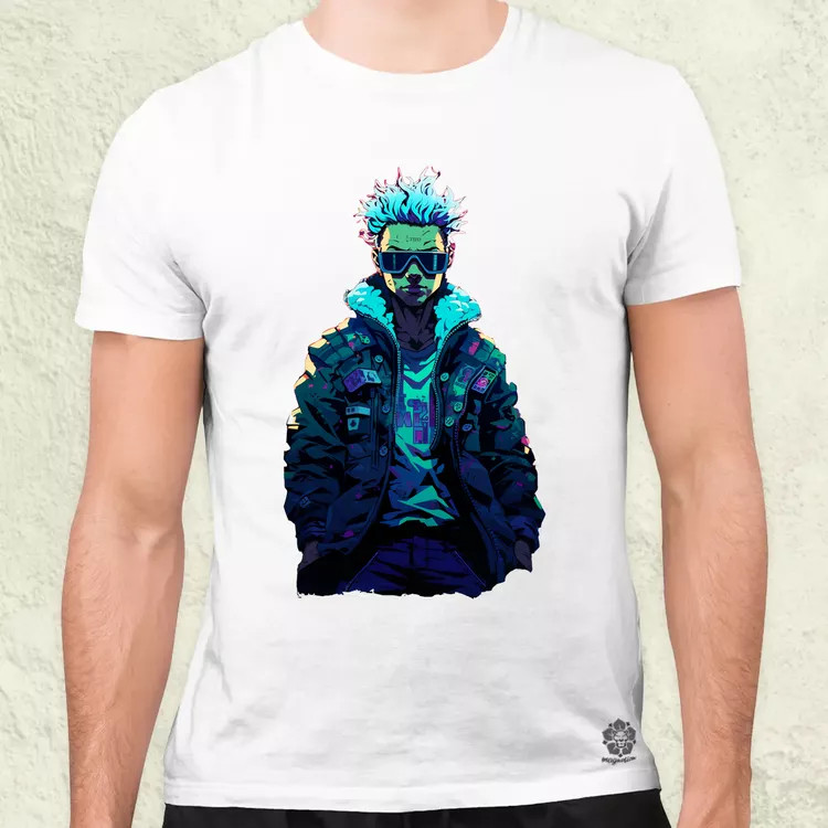 Pixelart cyberpunk hacker v1 férfi póló