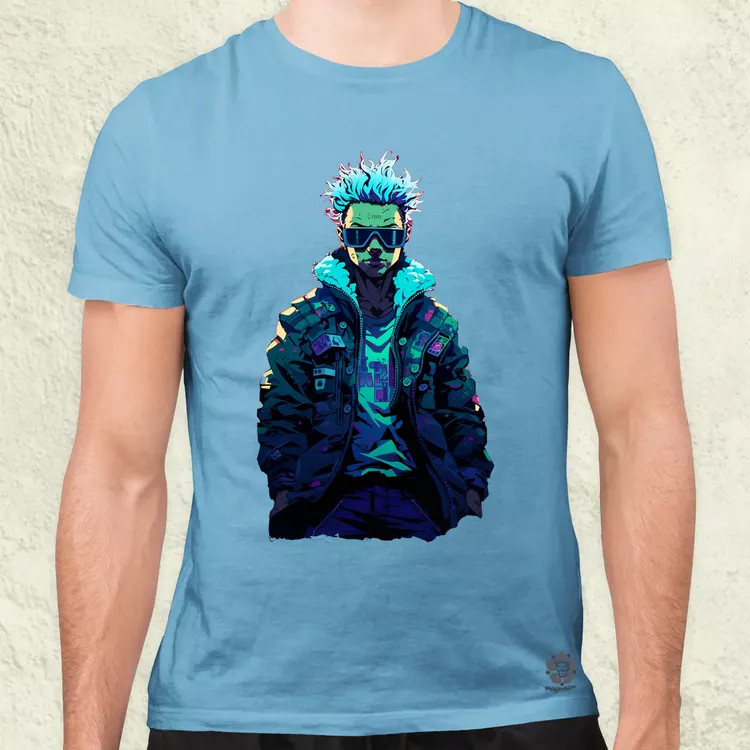 Pixelart cyberpunk hacker v1 férfi póló