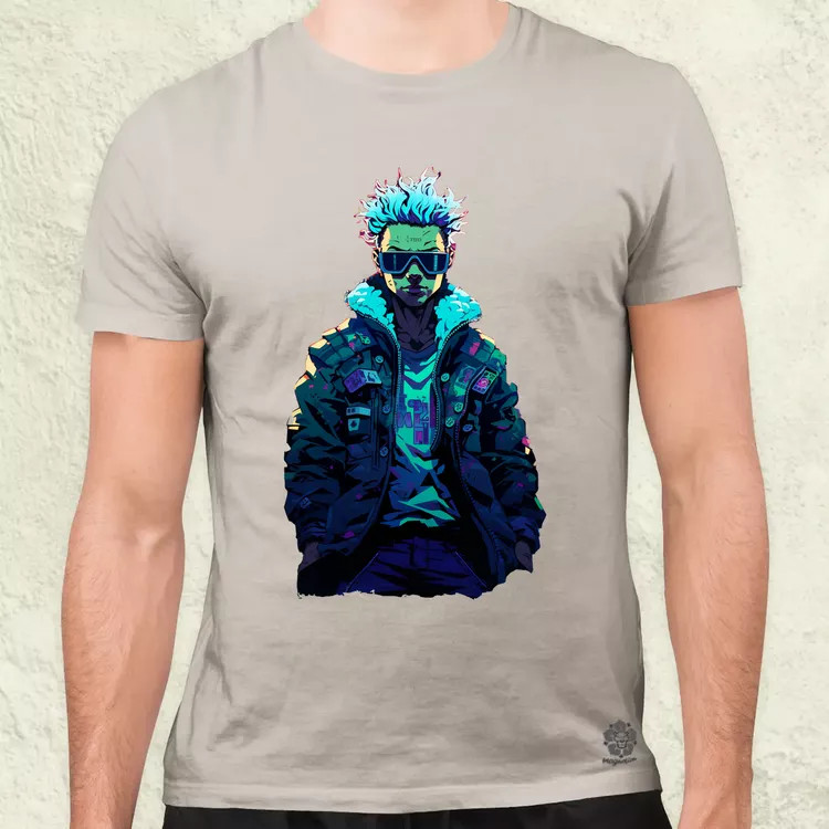 Pixelart cyberpunk hacker v1 férfi póló