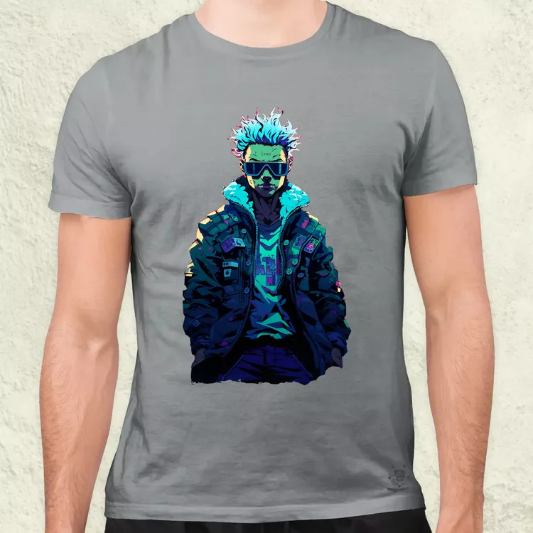 Pixelart cyberpunk hacker v1 férfi póló