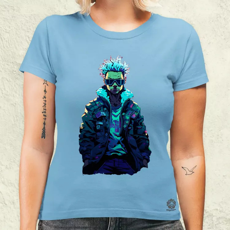 Pixelart cyberpunk hacker v1 női póló